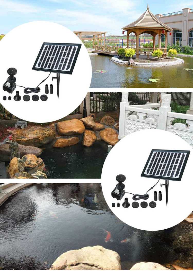Fonte de água movida a energia solar para exterior à prova d'água bateria 5W 5 LED