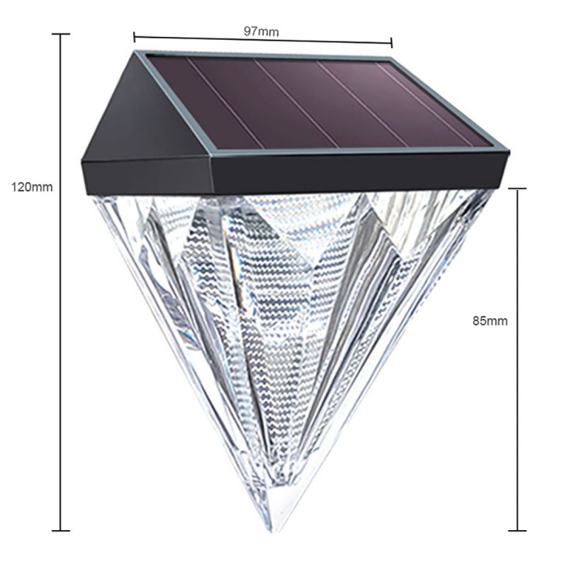 Applique murale solaire d'extérieur étanche IP65, 2 LED, pour clôture en diamant, marchepied, pont