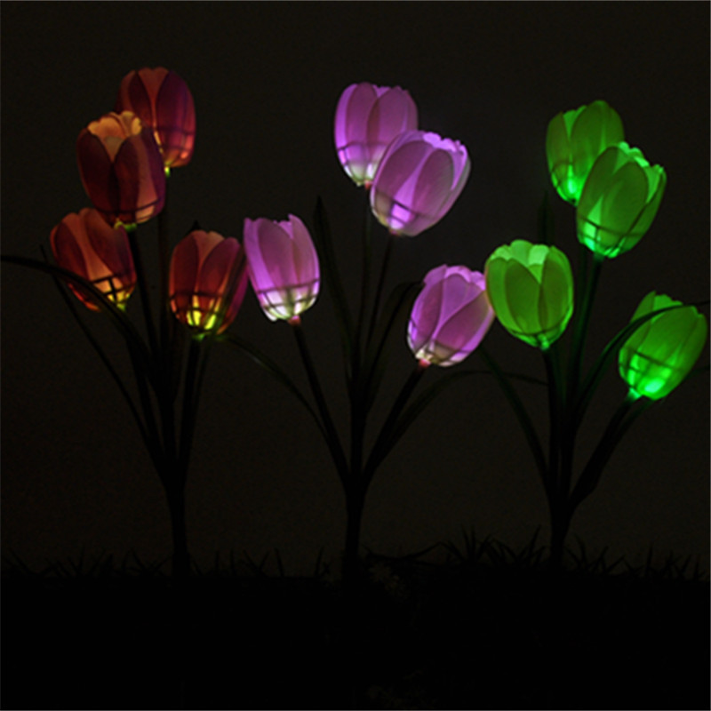 Outdoor Tulip 4 Led garden Solar Stick Light