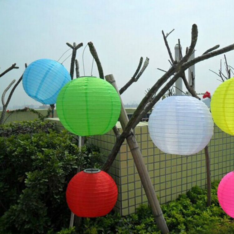Lanterna de tecido solar de nylon portátil para acampamento ao ar livre à prova d'água suspensa LED decorativa para pátio
