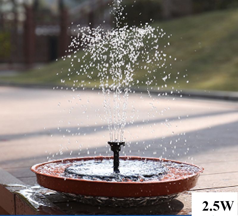 Fonte de bomba de água para banho de pássaros solares para jardim flutuante à prova d'água com bateria de 2,5 W ao ar livre
