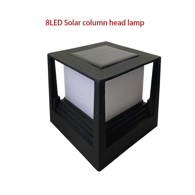 Lampe de pilier de colonne d'énergie solaire imperméable extérieure à 8 LED
