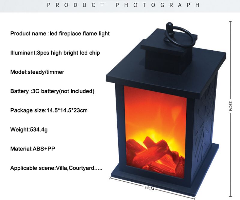 3C Battery Operated Led Flame Fireplace Lamp
