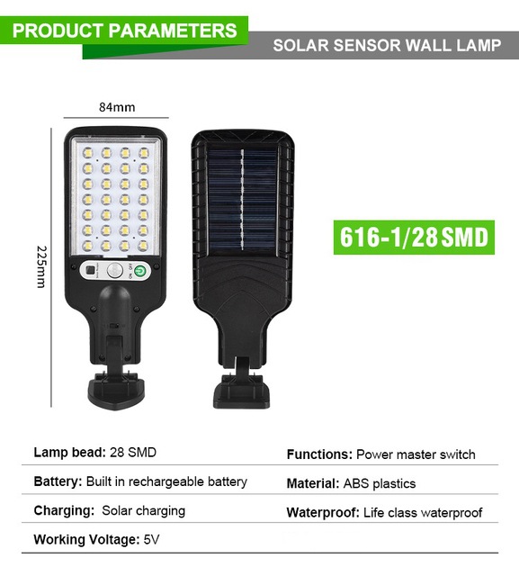 Outdoor Waterproof Motion Sensor Remote Control High Lumen LED Solar Wall Street Light