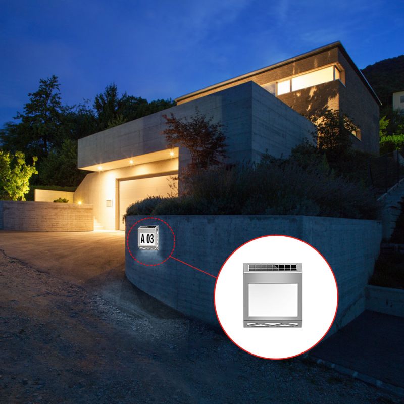 Luz de puerta de pared con número de casa Solar, indicador Digital impermeable al aire libre, placa de número