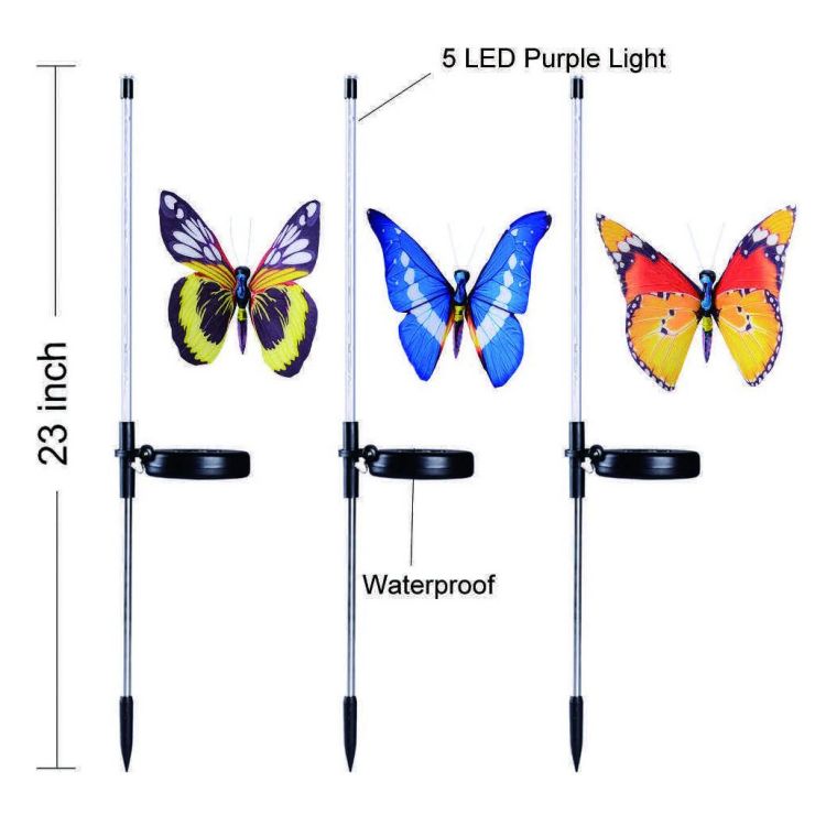 Waterproof Fiber Optic Butterfly Multicolor Solar Pathway Lawn Lights