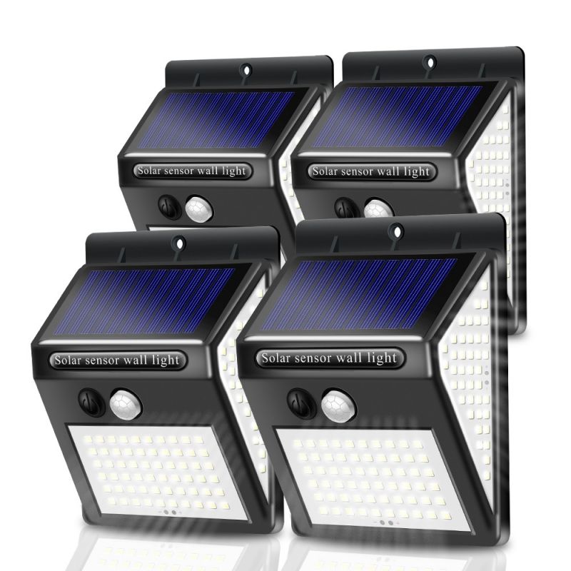 Lámpara de pared de tres lados de inducción automática súper brillante solar impermeable para interiores y exteriores