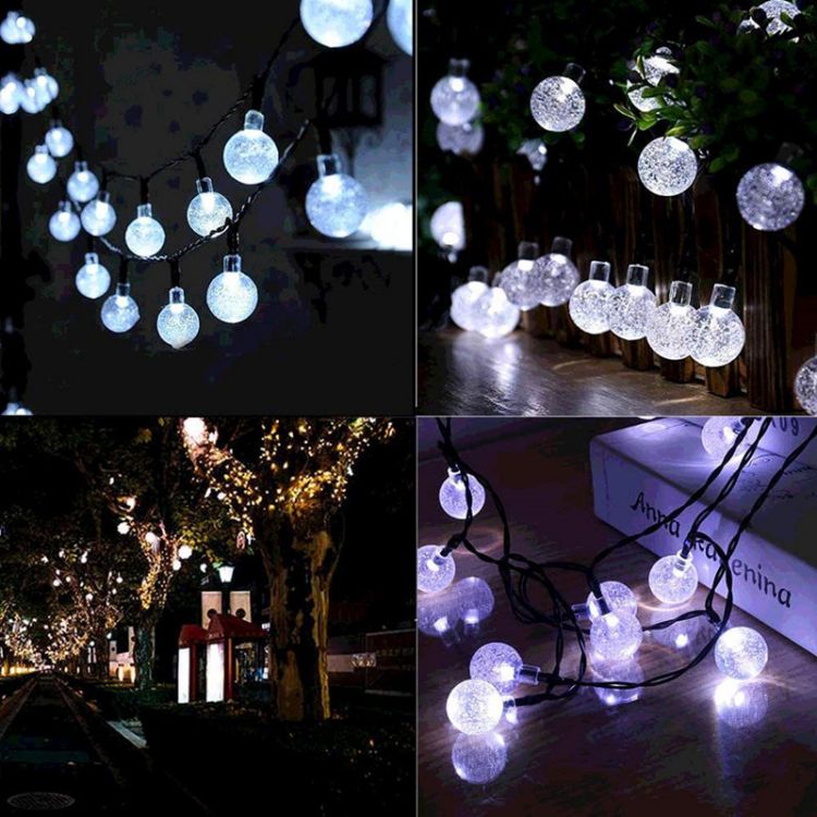 Outdoor Waterproof 30 LED High Bright Christmas Decorative Clear Bubble Ball Solar String Lights