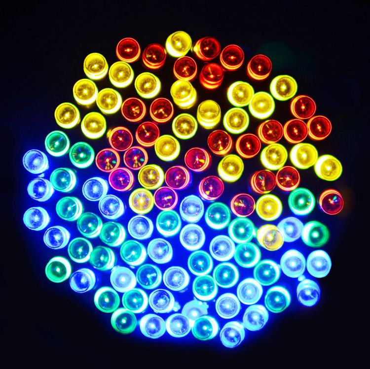 Guirlande lumineuse d'extérieur étanche à 100 LED, 12m, multicolore, à énergie solaire, pour mariage, noël