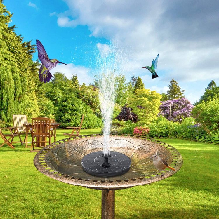 Fonte de água solar para banho de pássaros, jardim flutuante à prova d'água ao ar livre