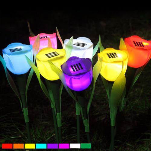 Waterproof Colorful Tulip Flowers Solar Lawn Lights
