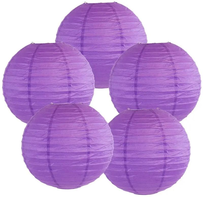 Indoor Outdoor Vary Sizes Party Wedding Round Hanging Chinese Purple Paper Lantern Kits