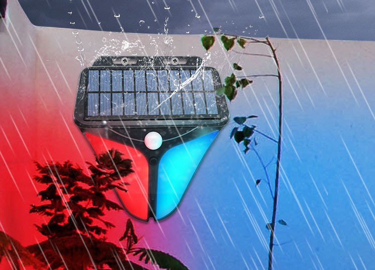 New Outdoor Waterproof Motion Sensor Triangle Solar Warning Wall Light