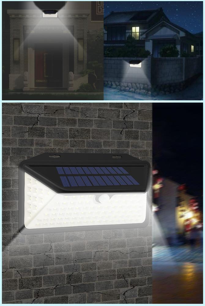 Outdoor Waterproof IP65 Wide Angle Motion Sensor 102 LED Solar Interaction Wall Courtyard Light