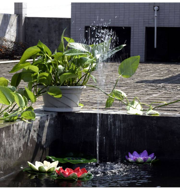 Pompe de fontaine d'eau d'étang de bain d'oiseau à énergie solaire de feuille de Lotus extérieure