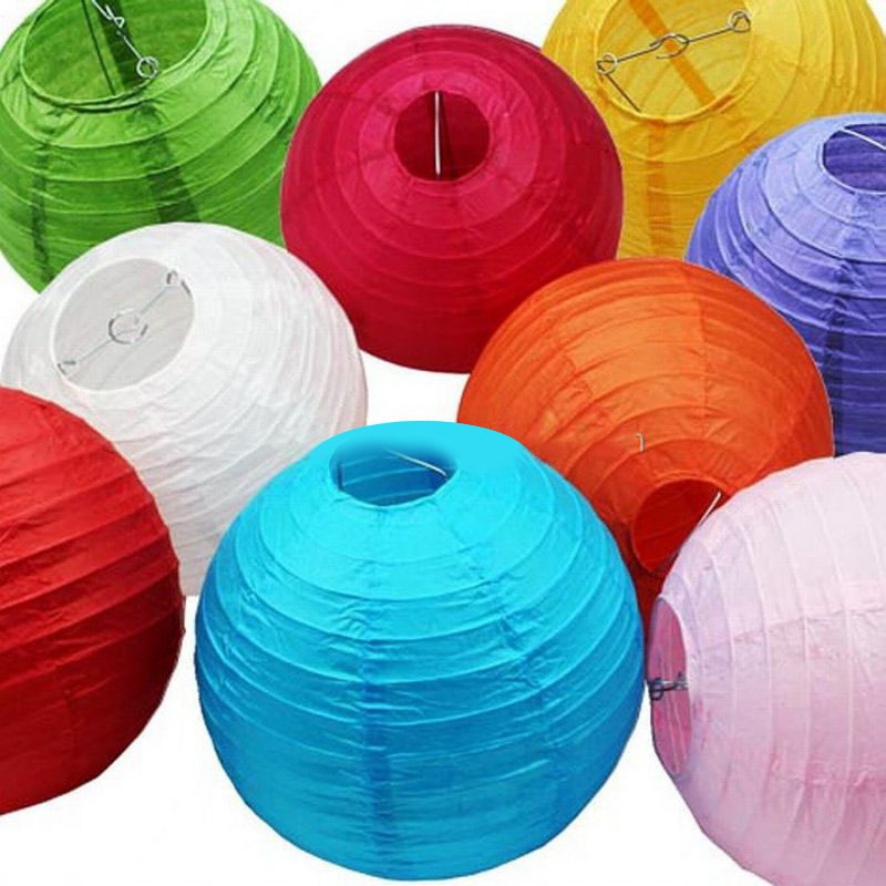 Lanterna de papel suspensa chinesa redonda de tecido colorido de tamanho personalizado