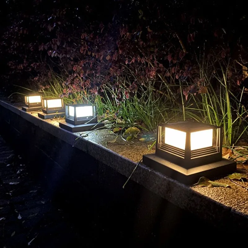 Outdoor Waterproof 8 Led Solar Power Column Pillar Lamp