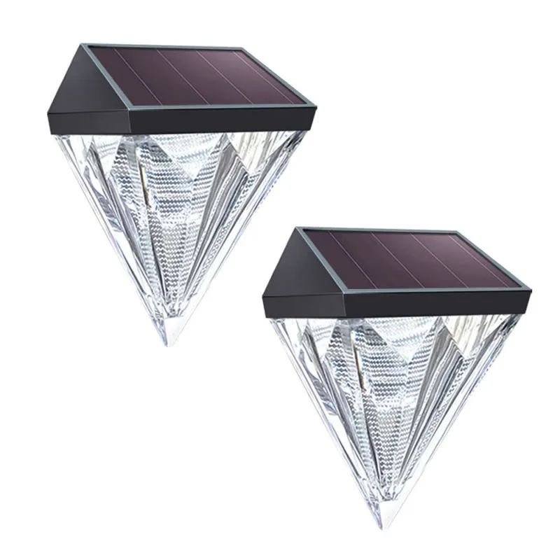 Luz de pared de cubierta de paso de valla de diamante solar IP65 2 LED impermeable al aire libre