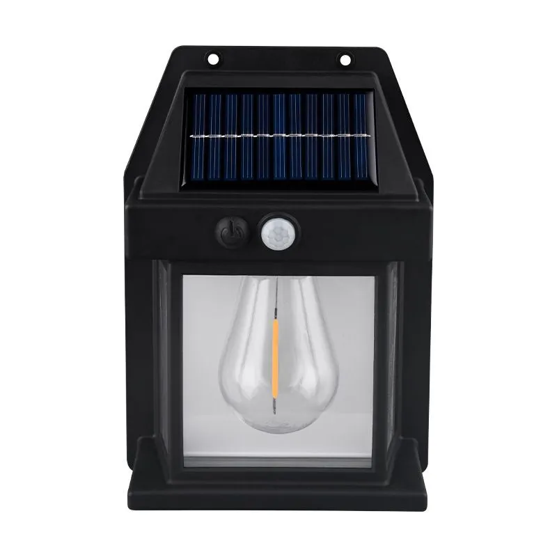 Lámpara de pared solar con bombilla LED E27 Edison impermeable para exteriores