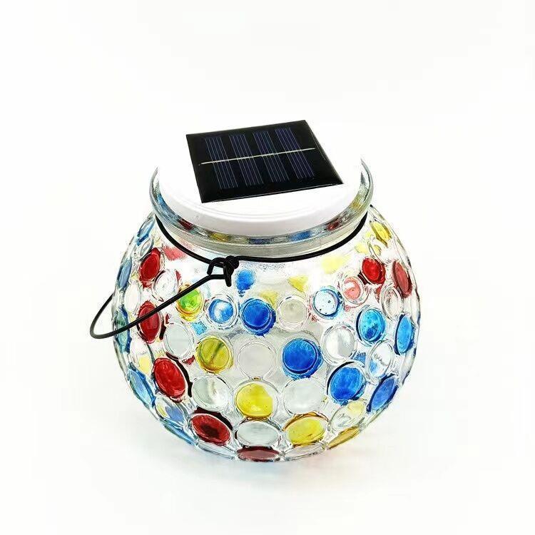 Outdoor Waterproof LED Round Color Jar Solar Wall Light