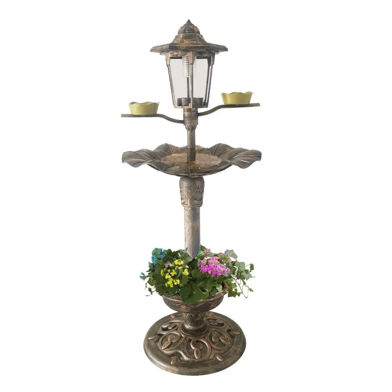 Outdoor Solar Guesthouse Bird Bath Feeder Basin Bathtub Lights