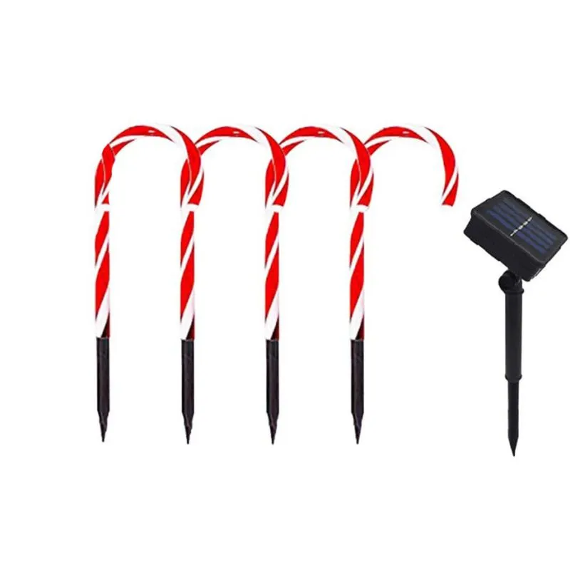 Outdoor Christmas Cane Solar Red White Crutch Lawn Light