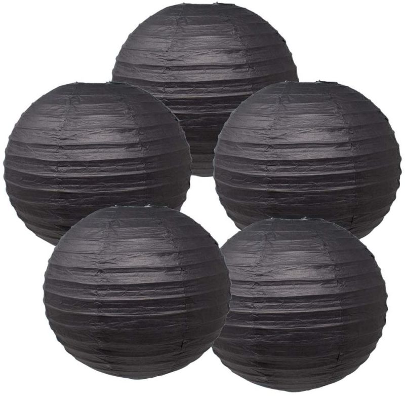 Indoor Outdoor Vary Sizes Party Wedding Round Hanging Chinese Black Paper Lantern