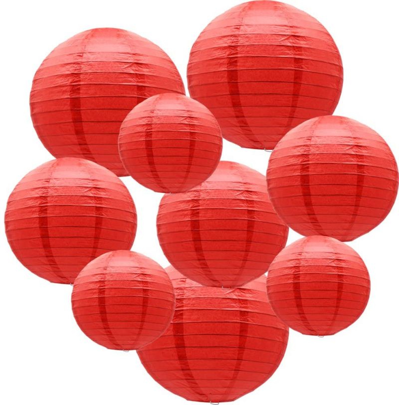 Indoor Outdoor Vary Sizes Party Wedding Round Hanging Chinese Red Paper Lantern