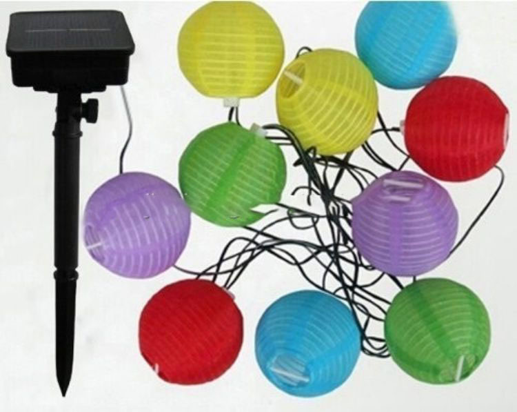 Outdoor Waterproof 10LED Fabric Lantern Lampion Fairy Solar String Lights
