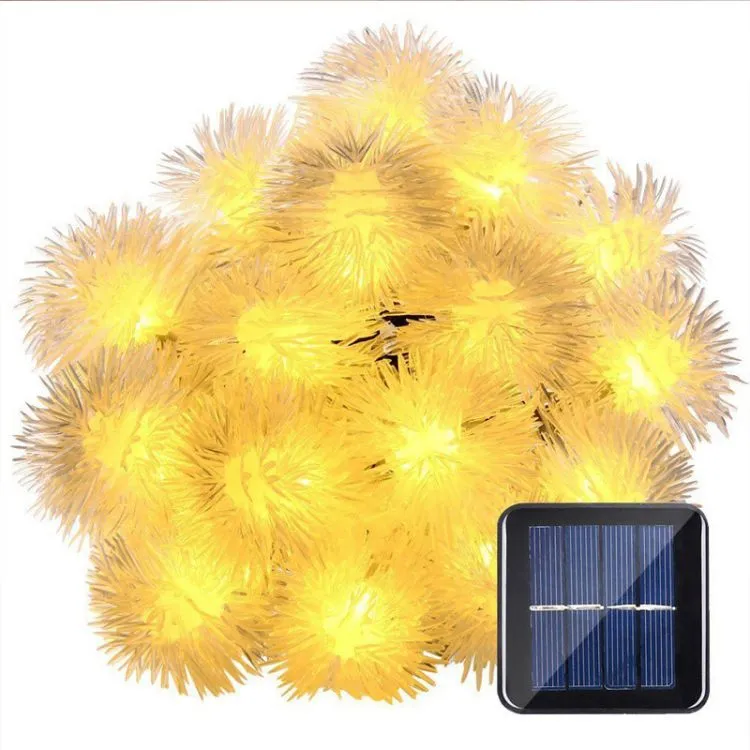 Chaîne lumineuse solaire imperméable à 20led, boule de neige en forme de pissenlit, pour l'extérieur