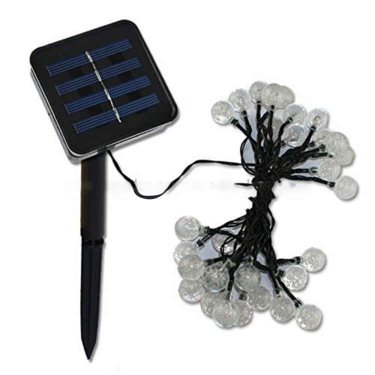 Guirlande lumineuse solaire à 30 LED, imperméable, haute luminosité, décoration de noël, boule à bulles transparente, pour l'extérieur
