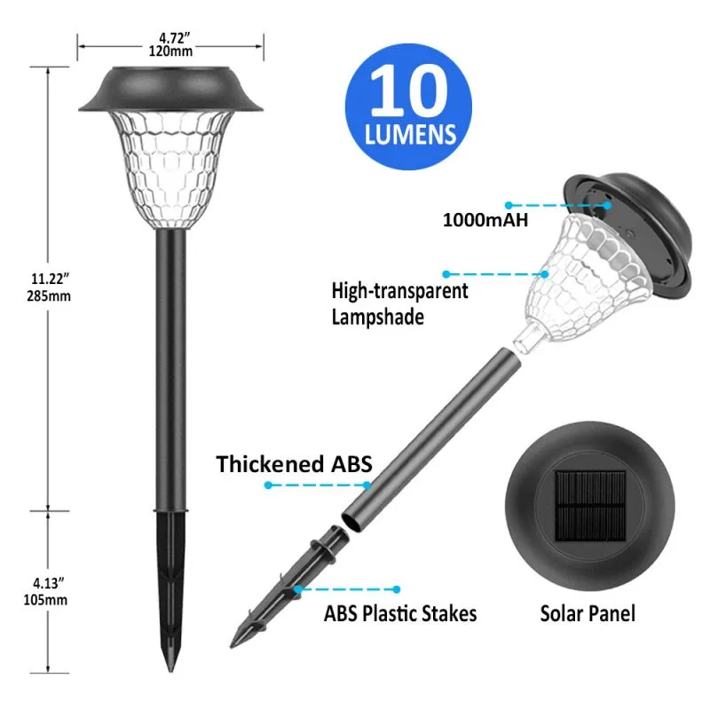 Luz de césped de camino LED solar decorativa impermeable al aire libre