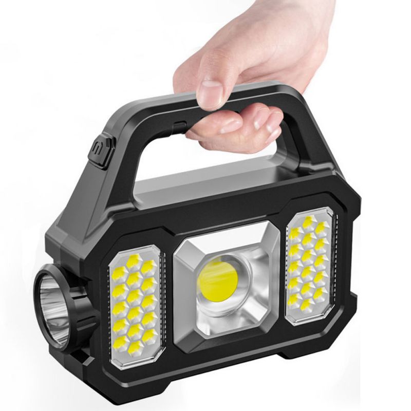 Lampe de poche LED étanche d'extérieur COB, Portable, multifonction, Rechargeable, lumière forte, solaire