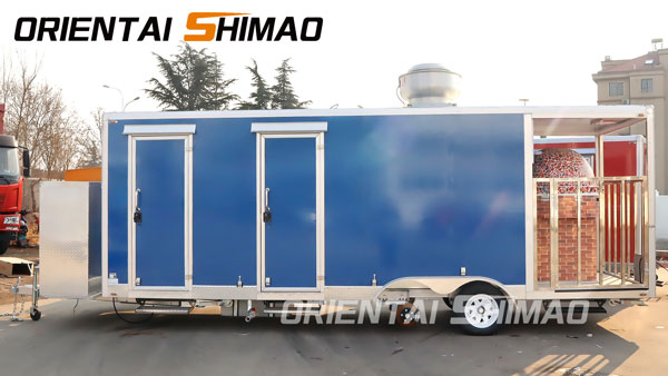 Orientalisk shimao-square matvagn med pizzaugn