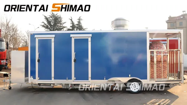 Orientalsk shimao-square madtrailer med pizzaovn