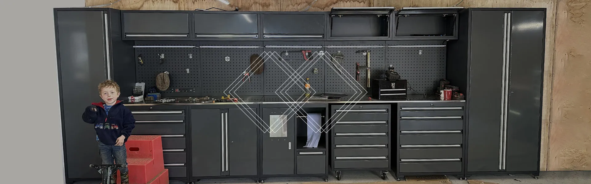 Grande armoire de garage modulaire multifonctionnelle