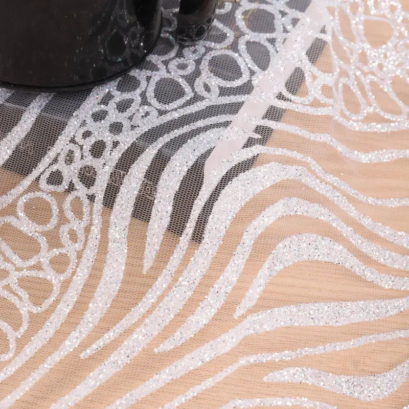 Tissu pour robe de mariée à sequins colorés