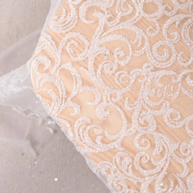 Hexagon Silver Sequins Wedding Dress Fabric