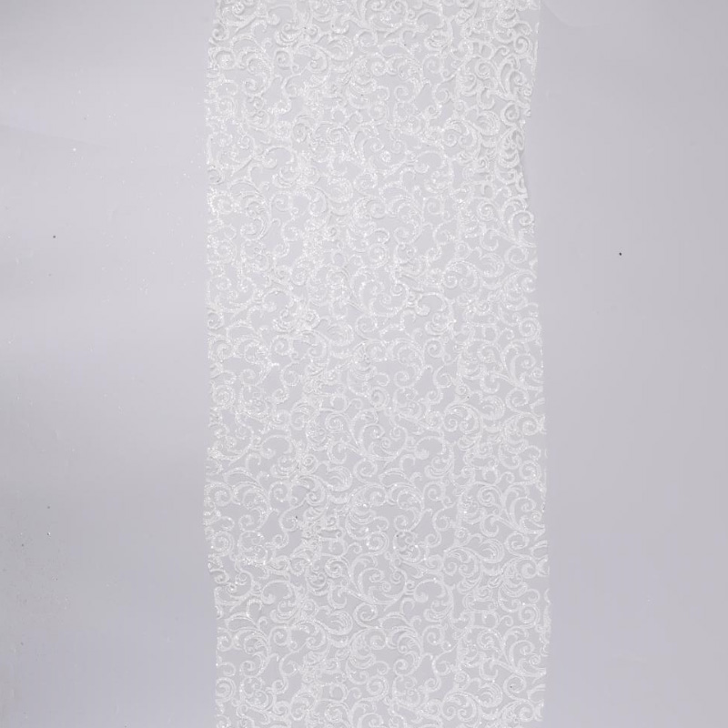 Stoff für Hochzeitskleider mit sechseckigen silbernen Pailletten