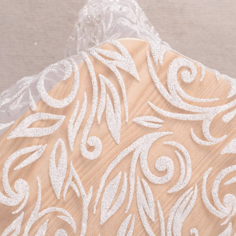 Sterling Silver Sequins Wedding Dress Fabric