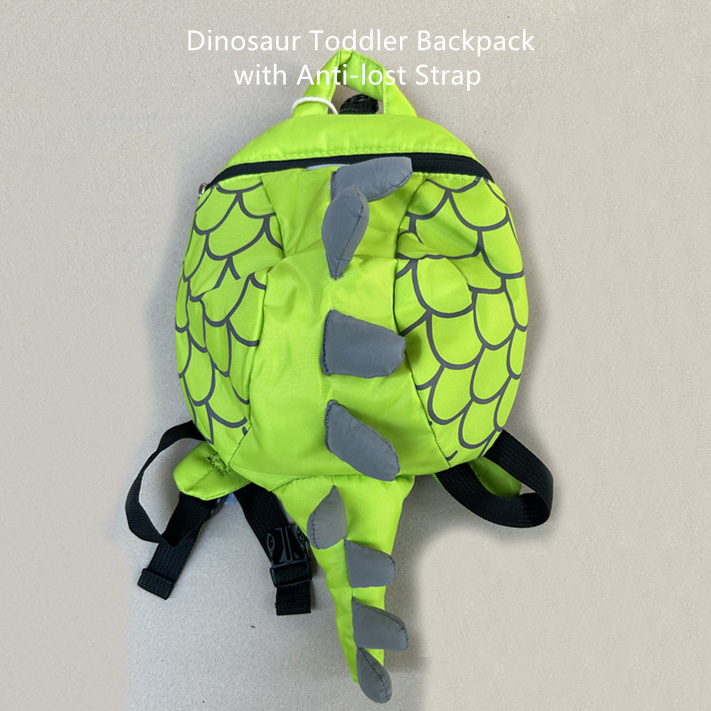 حقيبة ظهر للأطفال على شكل ديناصور مع حزام مضاد للضياع