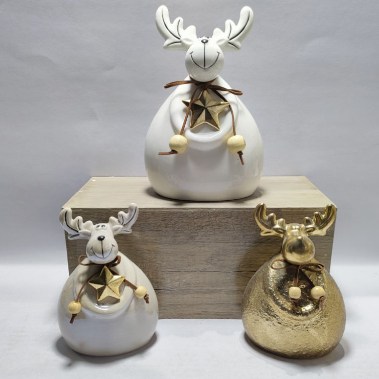 Porcelain Glass-Glazed Plating Deer Ornaments