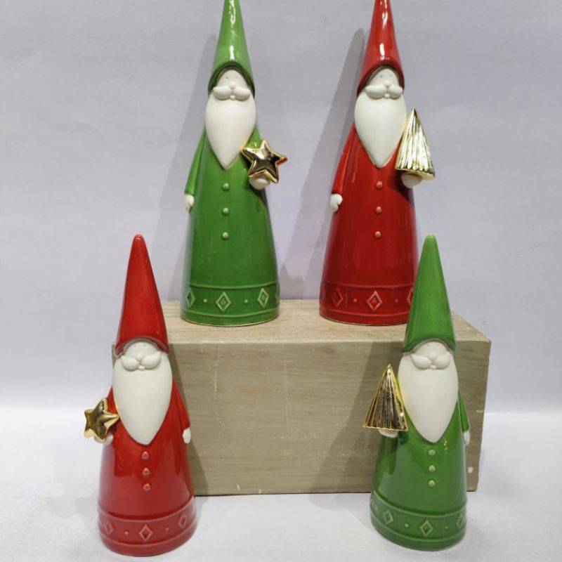 Festive Decor Electroplated and Colorful Ceramic Santa Claus