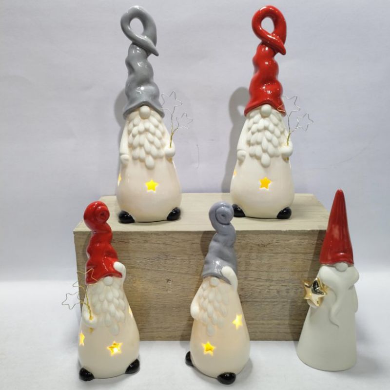 Festive Decorative Illuminated Ceramic Santa Claus Figurine