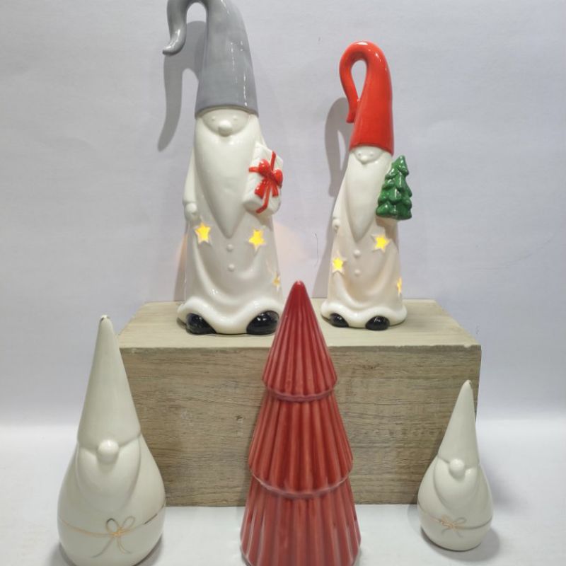 Festive Decorative Illuminated Ceramic Santa Claus Figurine