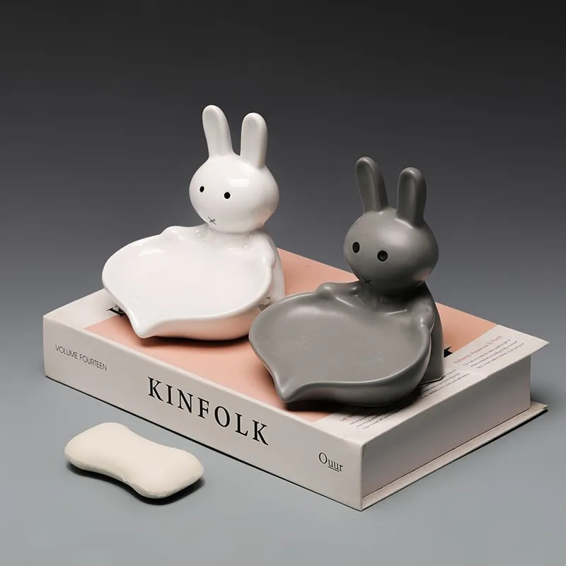 酒店卫浴兔子陶瓷香皂盒