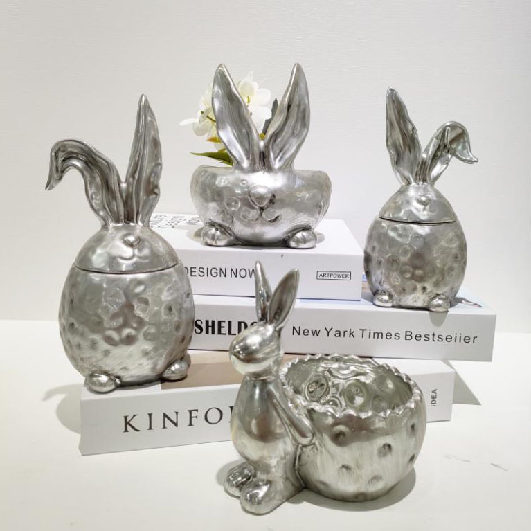Electroplated Ceramic Rabbit Multi-functional Ornament