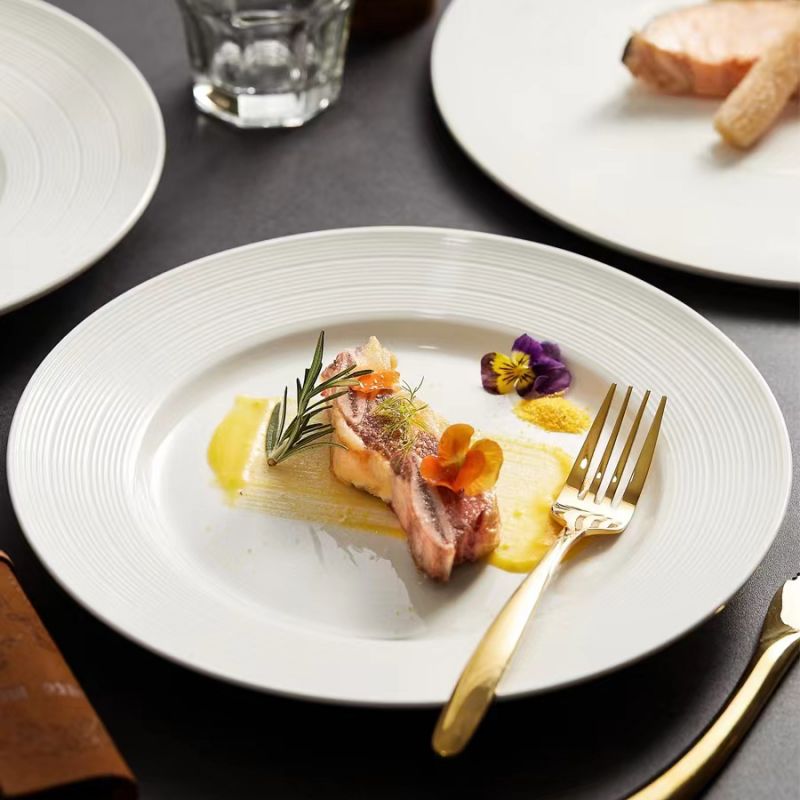 Western Restaurant French Style Simple Draw Silk Flat Steak Plate