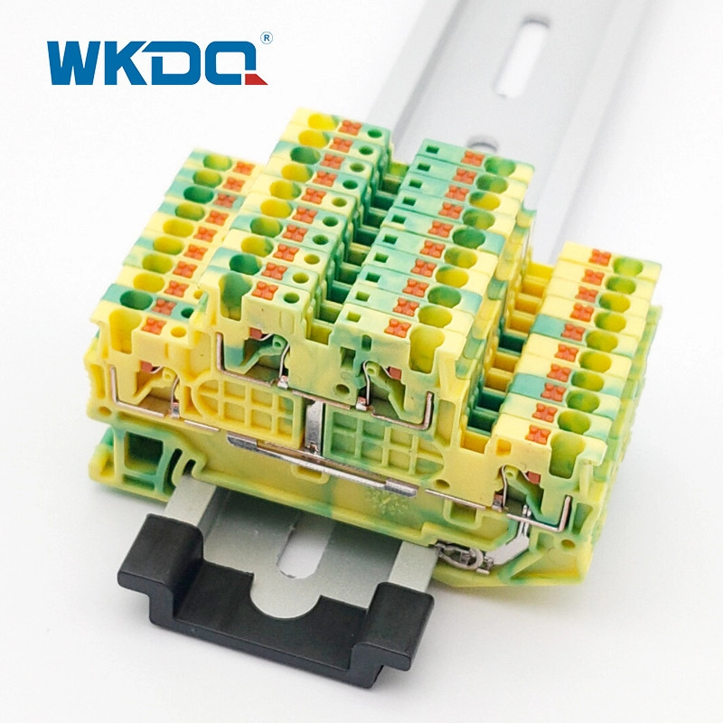 Bloco terminal de aterramento de trilho DIN de encaixe de 2 níveis JPTTB 1.5 PA66 V0