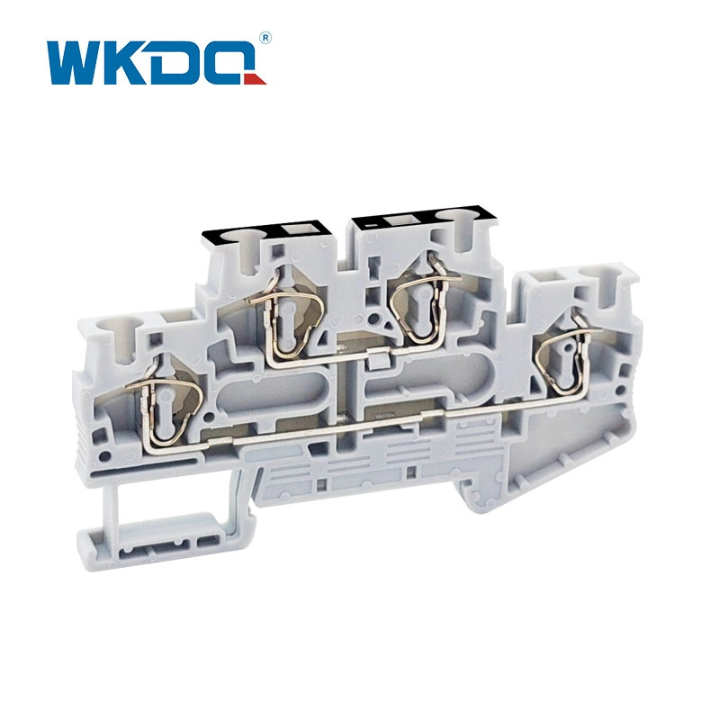 4 Mm2 Spring Cage Terminal Block 2 Level Din Rail Mounted With Equipotential Bonder